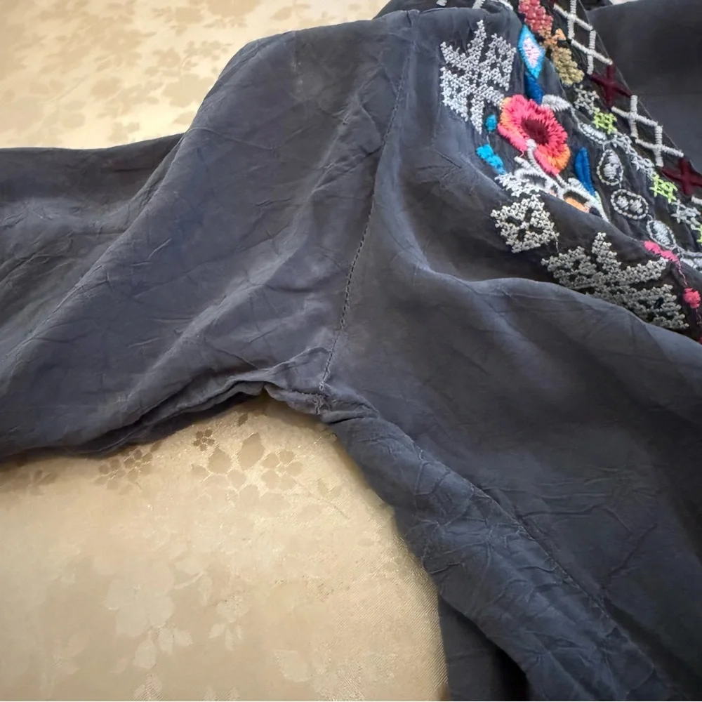 Johnny Was Gray Tunic with Multicolor Embroidery - Picture 13 of 16